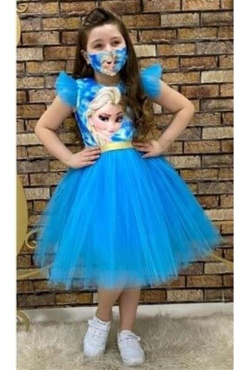 GÜCCÜK BABY KİDS Frozen Maskeli Kız Çocuk Parti Elbisesi Zeynoms-elsa1
