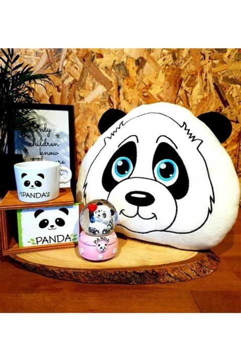 Hediye Deposu Panda 3d Polar Yastık Kutulu Kupa ve Işıklı Kar Küresi