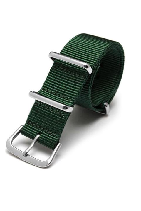 Casio 18mm Saat Uyumlu Koyu Yeşil Renk Nato Bez Perlon Örme Kumaş Hasır Saat Kordonu