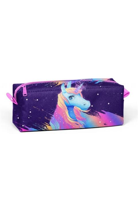 Yaygan Çanta Coral High Tek Gözlü Mor Unicorn Desenli Kalem Çantası - Kız