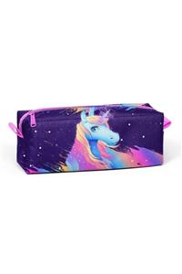 Yaygan Çanta Coral High Tek Gözlü Mor Unicorn Desenli Kalem Çantası - Kız
