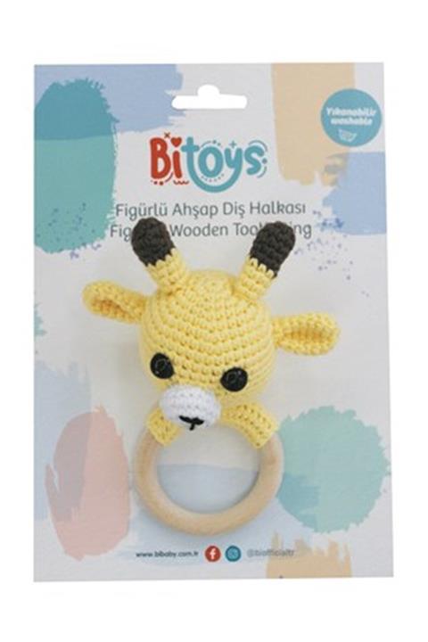 Bitoys Kız Erkek Bebek Zürafa Çıngıraklı Amigurimi Diş Kaşıyıcı Sarı