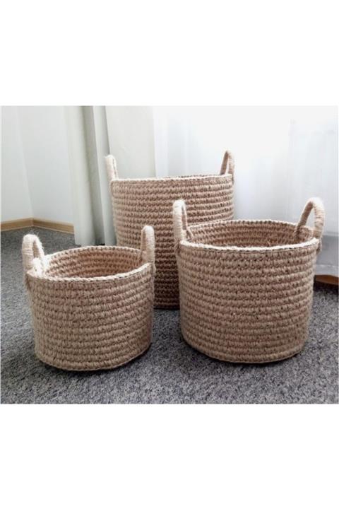 HandmadeSNM Hasır Sepet Takımı