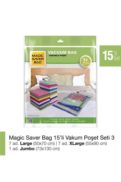 Magic Saver Bag 15’li  Vakumlu Poşet Set-3