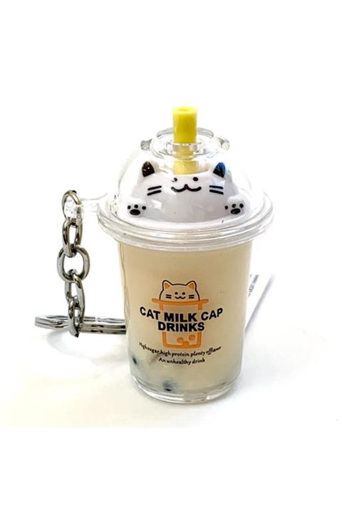 AlpCollection Sarı Kedi 3 Boyutlu Plastik Kancalı Sıvı Anahtarlık Aksesuar