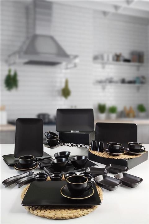 Trendymutfak 35 Parça 6 Kişilik Kahvaltı Takımı Siyah Siera