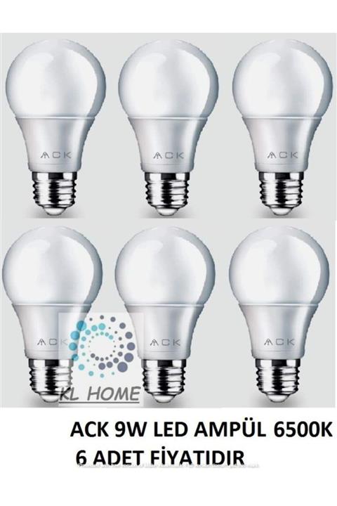 ACK 6 Adet Led Ampul Lamba 9w 6500k Beyaz Işık E27 Duy