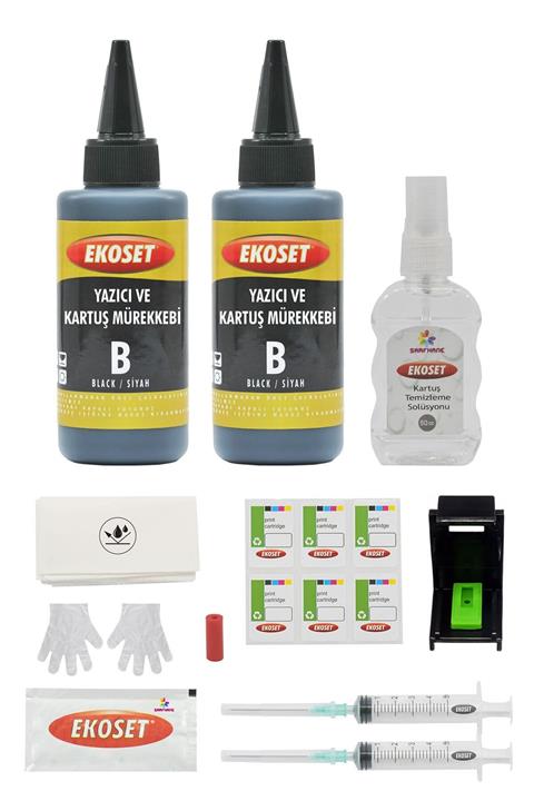 ekoset Canon E404 E414 E464 E474 E484 için Siyah Kartuş dolum seti 20 Dolumluk PG46 2x100ml