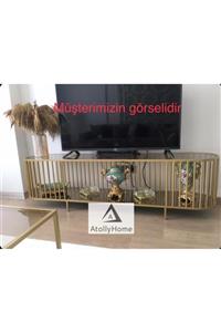 Atolly Home Metal Gold Çubuklu Tv Ünitesi