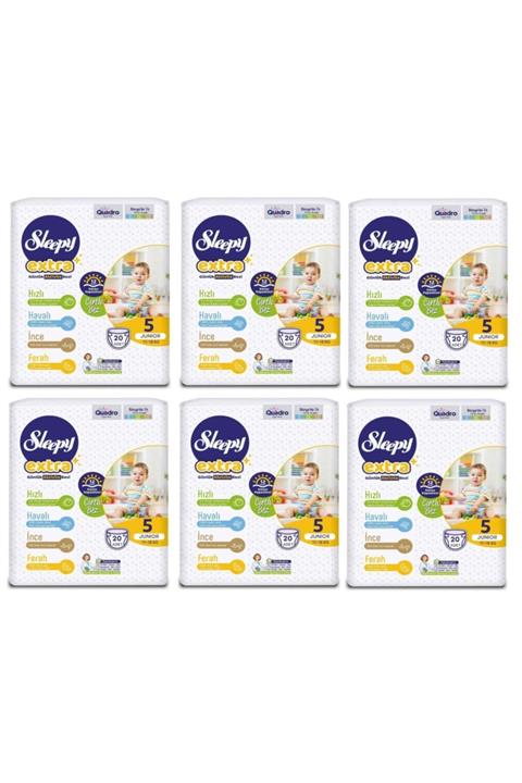Sleepy Extra Günlük Aktivite Bezi 5 Numara Junior 20 Adet 8682241204069 6 Lı Paket 120 Adet