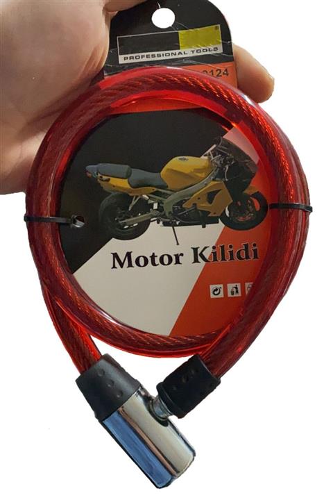 Chermik Motosiklet Halat Kilit Güvenlik Kilidi Bisiklet Bebek Arabası Kilidi Kırmızı Renk Özs-10124