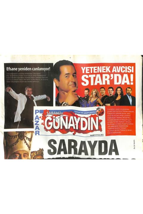 Gökçe Koleksiyon Sabah Gazetesi Günaydın Eki 9 Eylül 2012 - Deniz Özcan Setlere Döndü , Osmanlı'nın Robin Hood'u