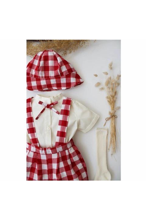 LİYAROPA Pötikare Desenli Erkek Çocuk Salopet Takım