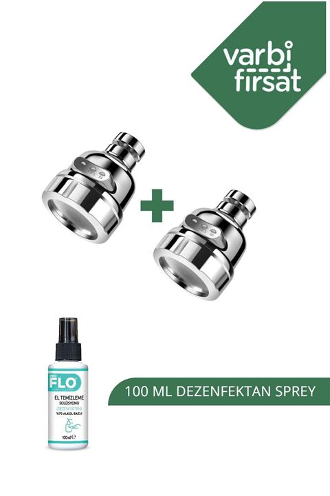 Varbifırsat 2 Adet Su Tasarruflu 360° Oynar 3 Kademeli Musluk Başlığı Aparatı  100 ml Dezenfektan Sprey