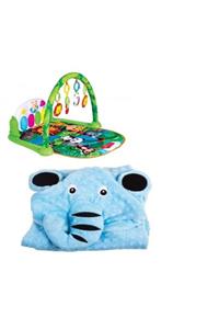 Babies Piyanolu Oyun Halısı Ve Kapşonlu Bebek Battaniyesi
