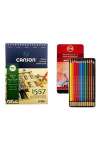 Kohi Noor Mondeluz Aquarell Boya Kalemi Seti 12 Renk + Canson Eskiz Çizim Defteri 180 Gr. A5