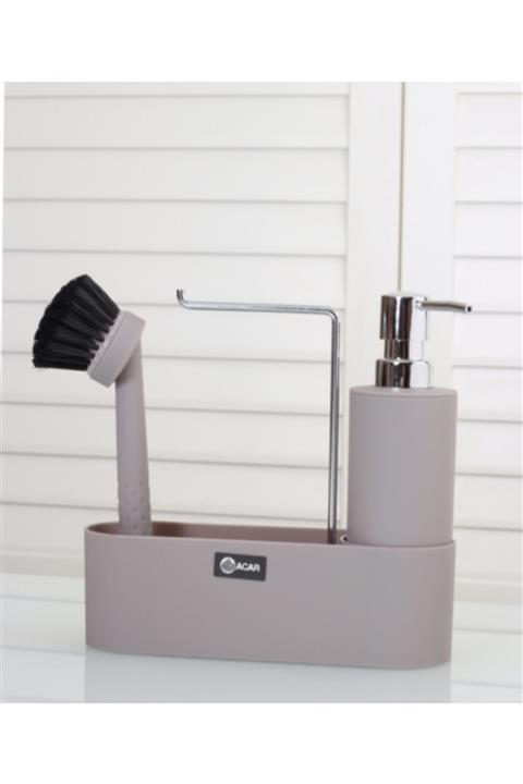 YzHome Acar Akrilik Fırçalı Havluluk Askılı Deterjanlık Vizon Renk