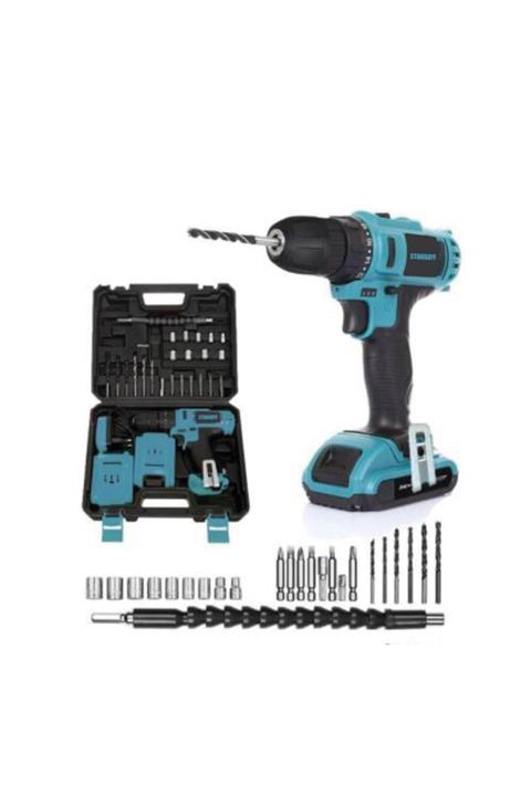 stanrayf Germany Jsr 42v5ah Lion Çift Akülü Samsung Batarya Şarjlı Vidalma Matkap 27pcs Set