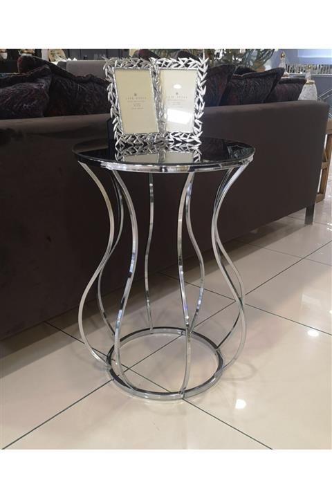 Hcstil Nona Metal Ayak Gümüş Yan Sehpa, Fiskos