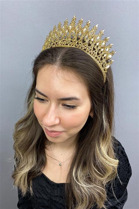 Hayalperest boncuk Antrasit Altın Sarısı Henna Kına Gelin Tacı