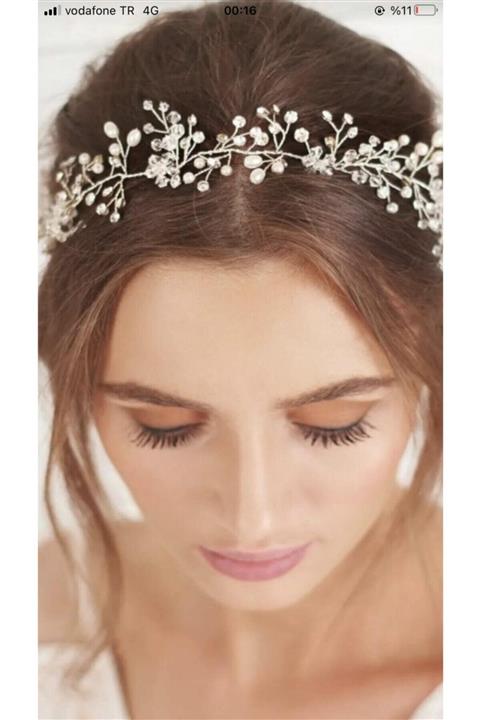 SEZER MİXART 35 Cm. Inci Kristal Ve Beyoğlu Taşlı Afrodit Saç Aksesuarı, Söz,nişan,nikah Gelin Tacı
