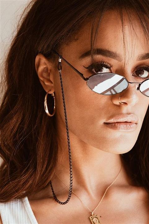 Marbling Gözlük Aksesuar Zinciri Gümüş Pırıltılı Siyah