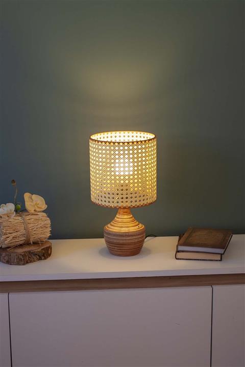 AHŞAP FABRİKASI Zebrano Ahşap Hazeranlı Abajur