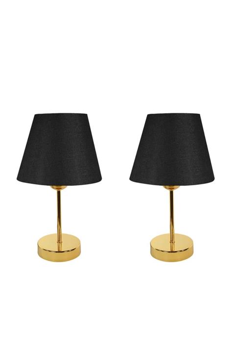 Win home Abajur Ikili Metal Ayaklı Masa Lambası - Gold (siyah)