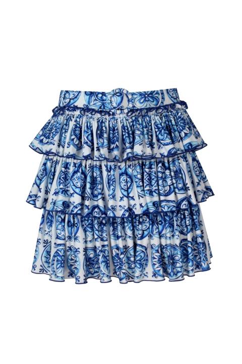 Nur Karaata Helianthus Bleu Blanc Skirt