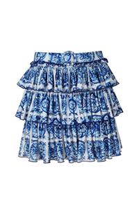 Nur Karaata Helianthus Bleu Blanc Skirt