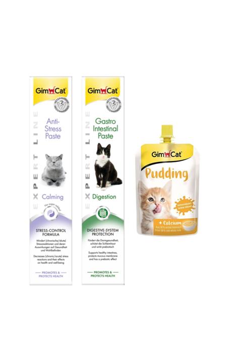 Gimcat Anti-stress Paste 50gr + Gastro Paste Kedi Macunu 50gr + Classic Kalsiyum Kedi Pudingi 150 Gr