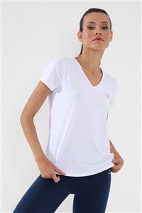 Tommy Life Beyaz Kadın Basic Kısa Kol Standart Kalıp V Yaka T-shirt - 97145