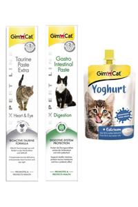 Gimcat Taurine 50 gr + Gastro 50 gr Paste Kedi Macunları + Yoghurt Kalsiyum Kedi Pudingi 150 gr