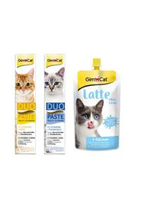 Gimcat Duo Paste Peynirli Kedi Macunu+Tuna Balıklı Vitamin Kedi Macunu+Milk Latte Calcium Sıvı Kedi Sütü