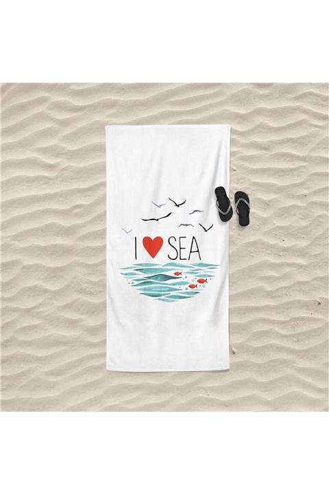 decoars Deniz Figürlü Özel Tasarım Plaj Havlusu