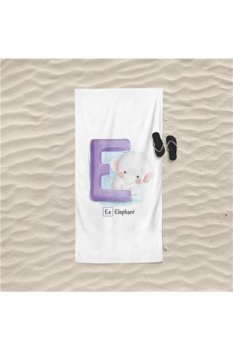 decoars E Figürlü Özel Tasarım Plaj Havlusu