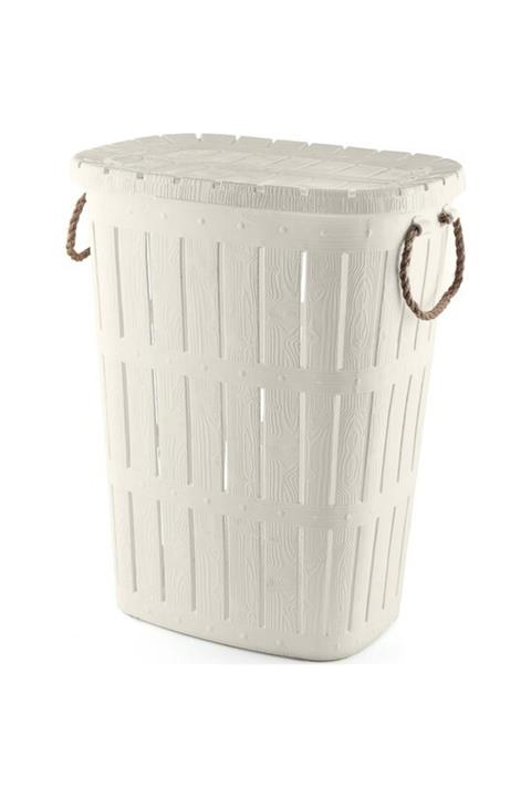 SCRATCH ANET Ahşap Desen Halatlı Kirli Sepeti