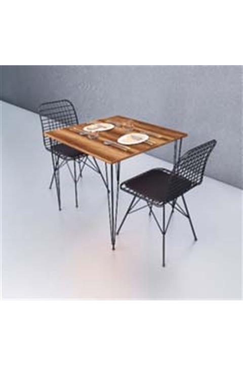 Theia Barok Masa Takımı (70*70 Cm + 2 Adet Tel Sandalye)