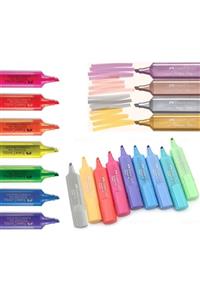 Faber Castell 20'li Full Set Fosforlu Kalemler Metal, Pastel Ve Canlı Renkler