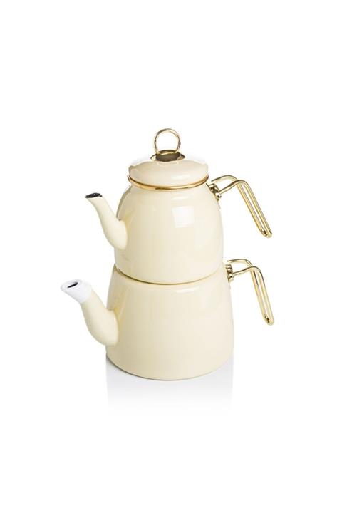 ntrendfirsat Emaye Çaydanlık Takımı Krem