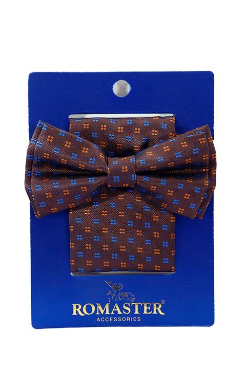 ROMASTER Kahverengi Kare Desenli Mendilli Papyon