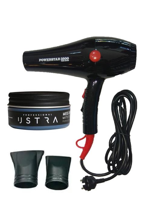 Powerstar 3500 Saç Kurutma Fön Makinesi Ve Ustra Mess Up Mat Krem Wax 100 ml