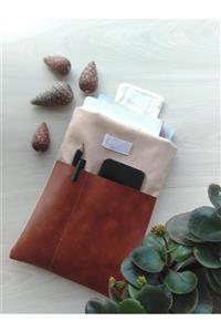 SADE SO SIMPLE Kitap Kılıfı Taba Suni Deri Detaylı Bej Renk 27 cm x 20 cm