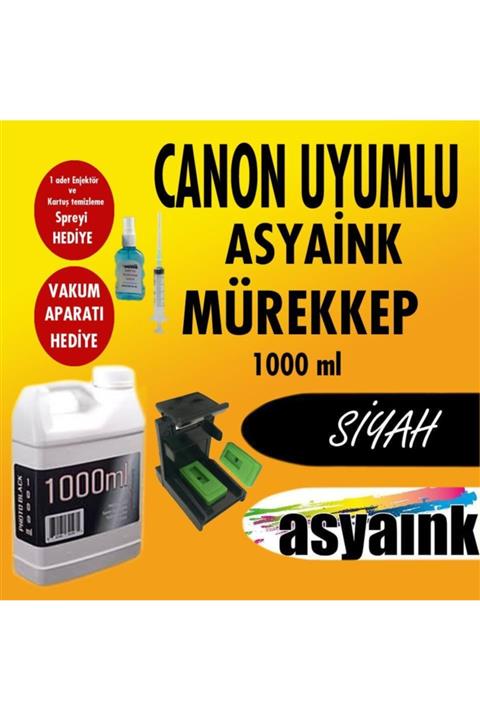 Asyaink CANON E414,E404,E474,E484 Uyumlu Siyah Mürekkep 1000ml