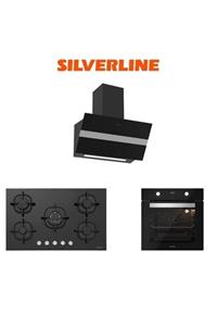 Silverline Siyah Cam Ankastre Set (3472 Bold 60+cs5364b01+bo6502b02)