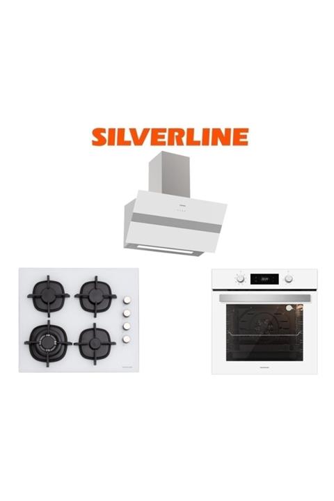 Silverline Beyaz Cam Ankastre Set (3472 Bold 60+cs5429w01+bo6504w01)