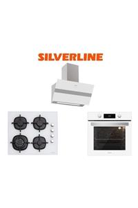 Silverline Beyaz Cam Ankastre Set (3472 Bold 60+cs5429w01+bo6504w01)