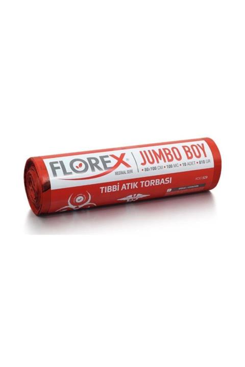 Florex Tıbbi Atık Jumbo Çöp Poşeti/torbası-10 Rulo 80x110 cm.