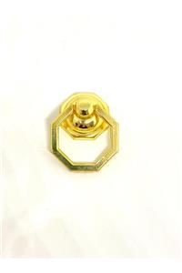 İNTERİO Altıgen Halka Sarkaç Altın Kulp 4 Cm Çapında Dolap Çekmece Mobilya Kulp Modelleri (gold Renk)