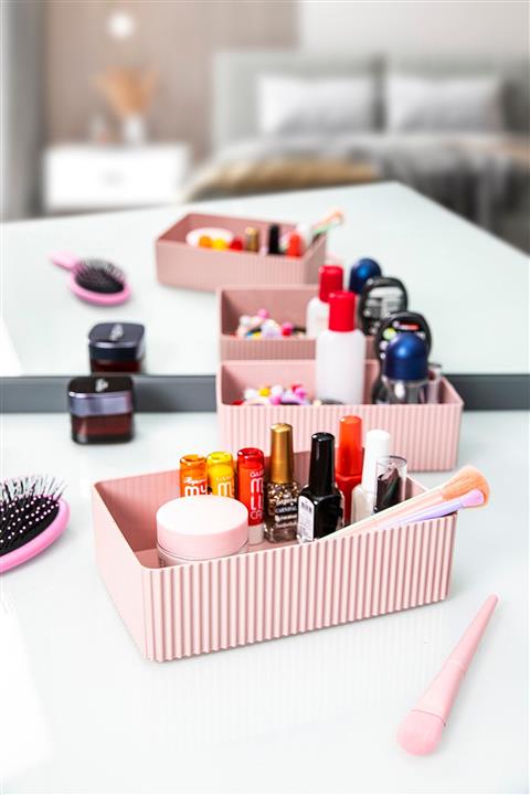 Doreline Ruby 2 Li Organizer Kutu, Kat Kat Kullanılabilir Çok Amaçlı Düzenleyici, Set Pembe